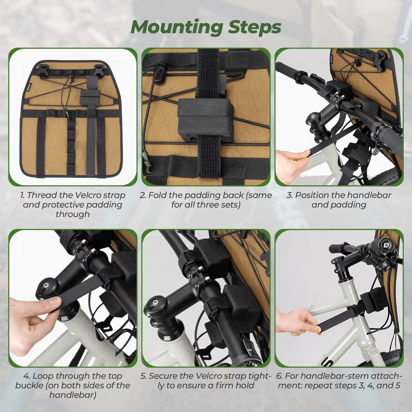 Installation steps of this bicycle handlebar cargo rack