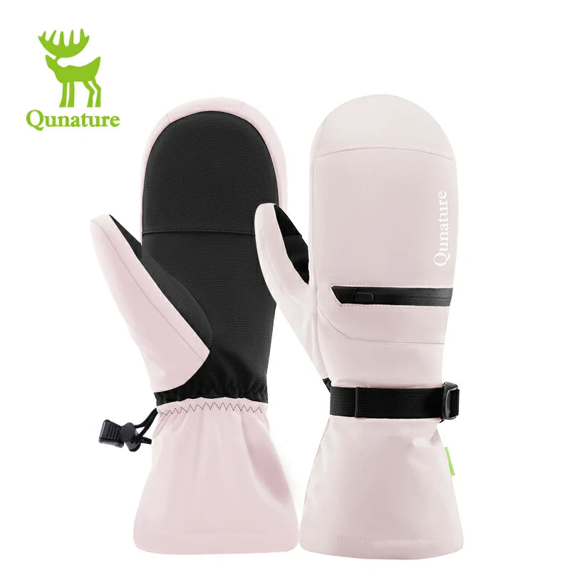 Qunature Windproof Waterproof Thermal Ski Gloves Double-Layer Insulation Touchscreen