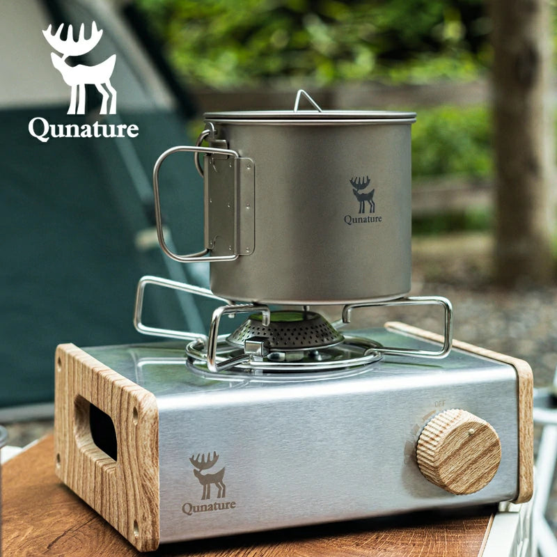 Qunature 1100ml Pure Titanium Camping Cup with Foldable Handle Lightweight