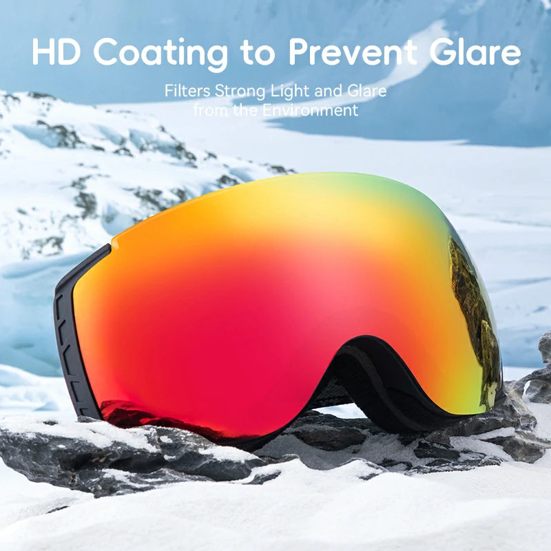 Qunature Anti-Fog Ski Goggles UV400 Protection Double-Layer Lenses for Clear View