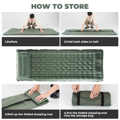 Ultra-Light Inflatable Sleeping Pad with Built-in Pillow for Outdoor Camping