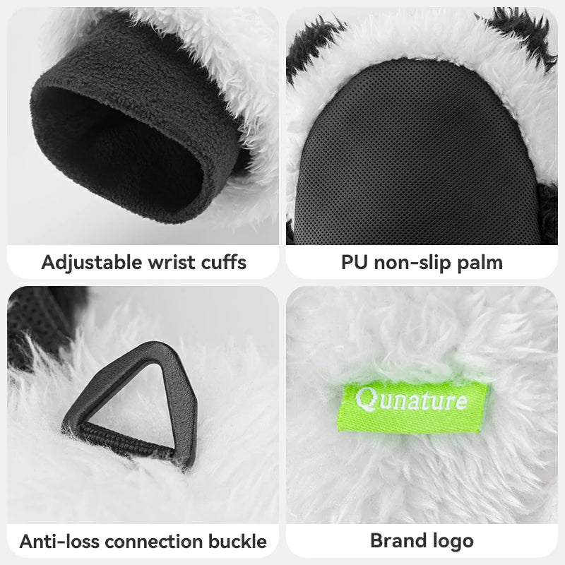 Qunature Panda Ski Gloves | Secure Grip & Warmth for Families