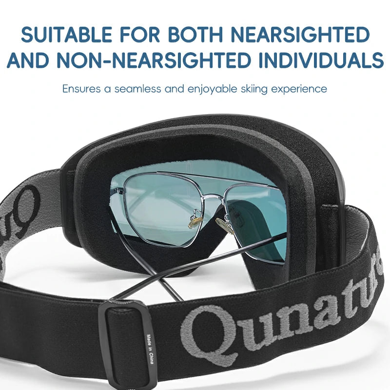 Qunature Anti-Fog Cylindrical Ski Goggles Double-Layer Lenses UV400 Protection