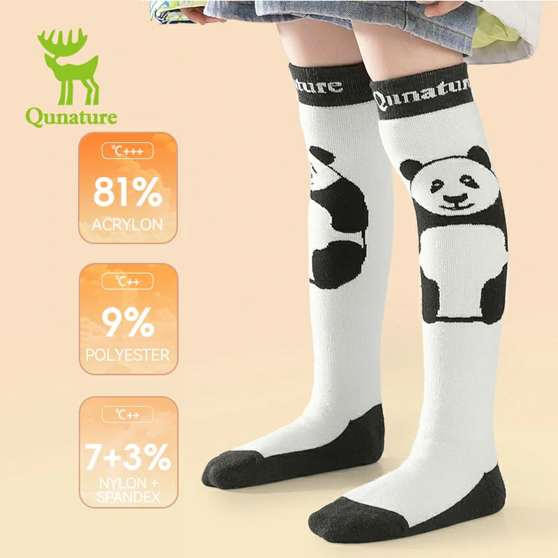 Qunature Kids Panda Ski Socks | Heat Retaining Winter Warmth