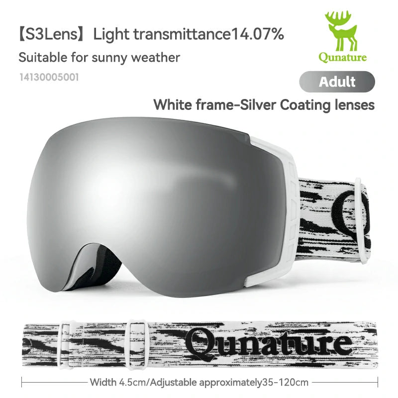 Qunature Anti-Fog Ski Goggles UV400 Protection Double-Layer Lenses for Clear View