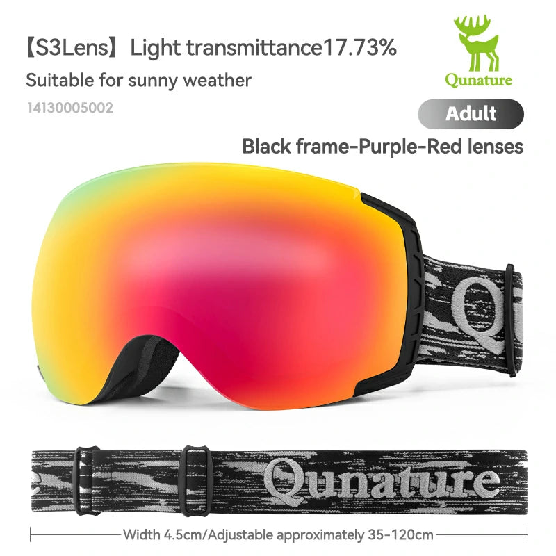 Qunature Anti-Fog Ski Goggles UV400 Protection Double-Layer Lenses for Clear View