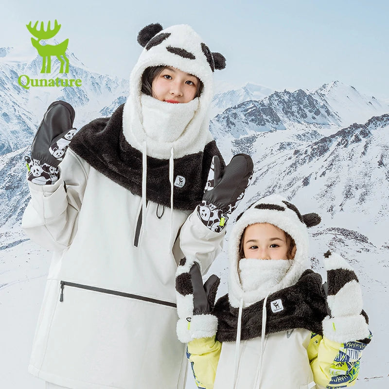 Qunature Panda Head Cover | Adorable Parent-Child Winter Wear