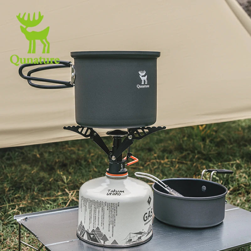 Qunature Ultra-Light Aluminum Camping Cookware Set with Nestable Design Handle