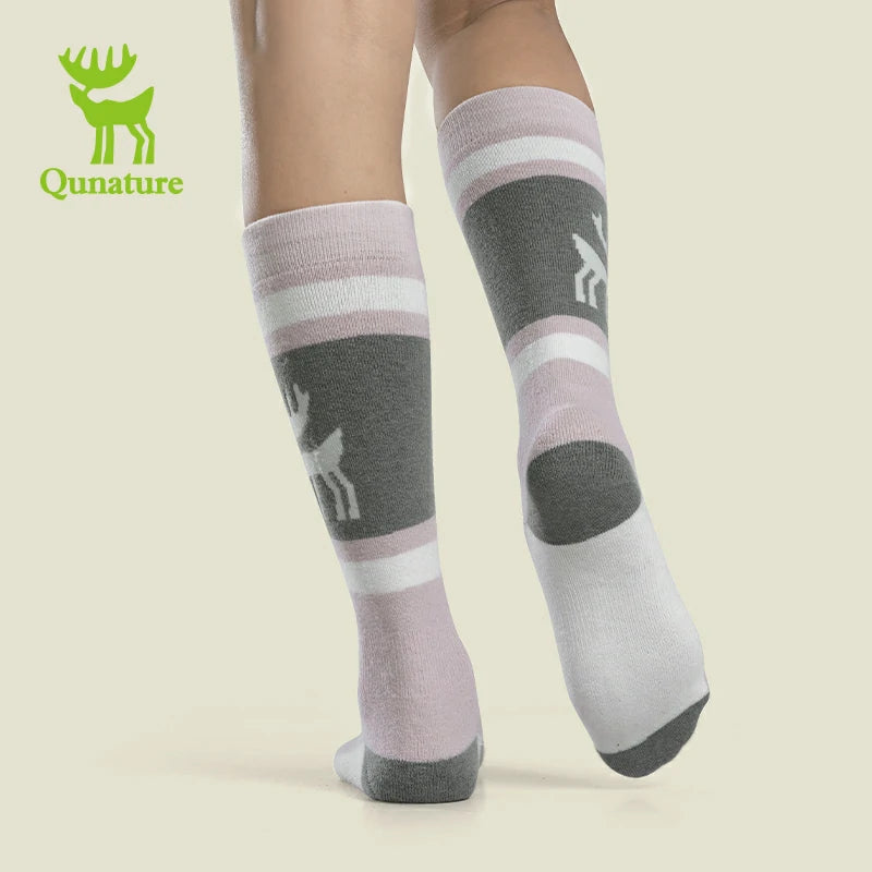 Qunature Wool Ski Socks Winter Warmth Shock Absorption for Skiing Comfort