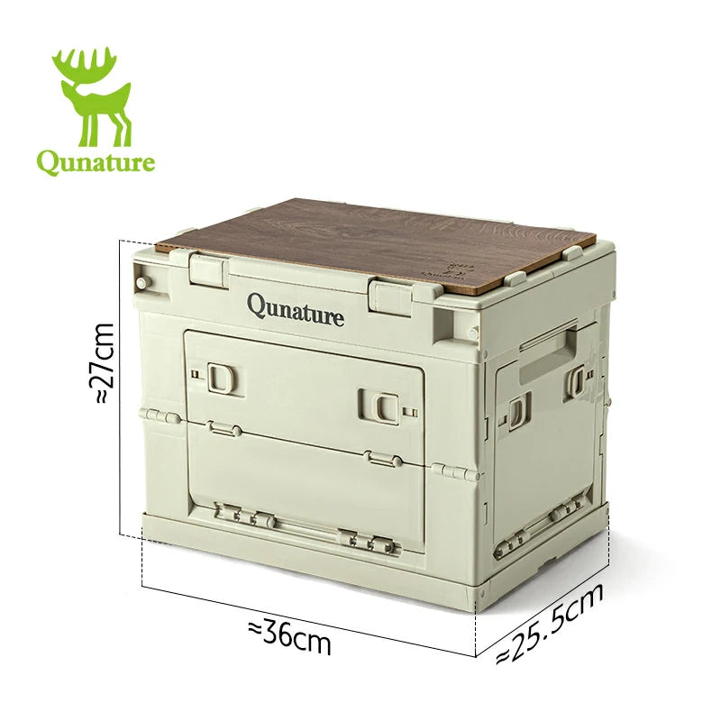 Qunature Outdoor Folding Storage Box with Multi-Door Design and Tabletop Option