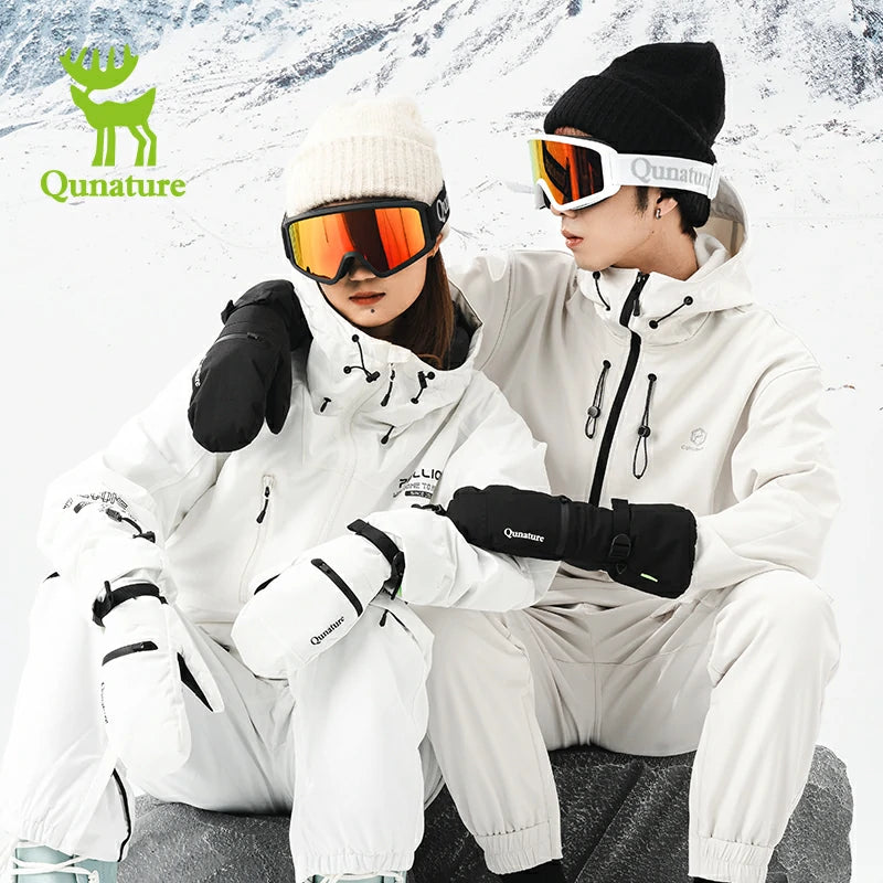 Qunature Windproof Waterproof Thermal Ski Gloves Double-Layer Insulation Touchscreen