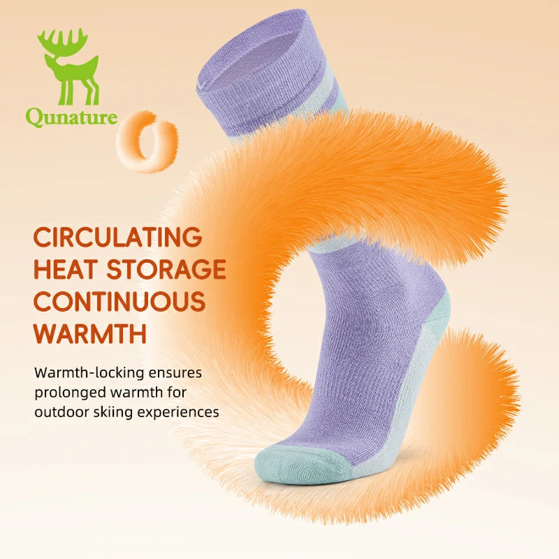 Qunature Wool Ski Socks Winter Warmth Shock Absorption for Skiing Comfort