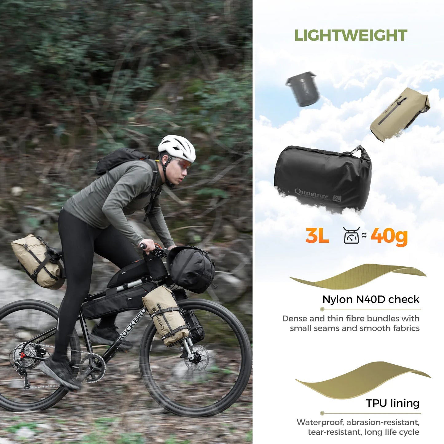 Compression Racked Bike Rear Rack + Waterproof Compression Bag Set Bikepacking - Qunature ...