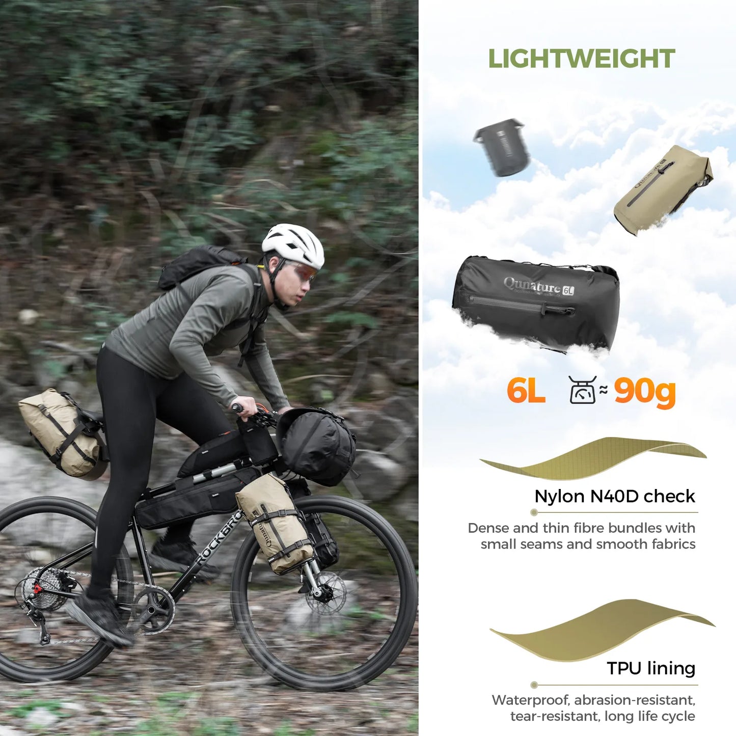 Backpack Rack Bike Bike Rear Rack + Waterproof Compression Bag Set Bikepacking - Qunature ...