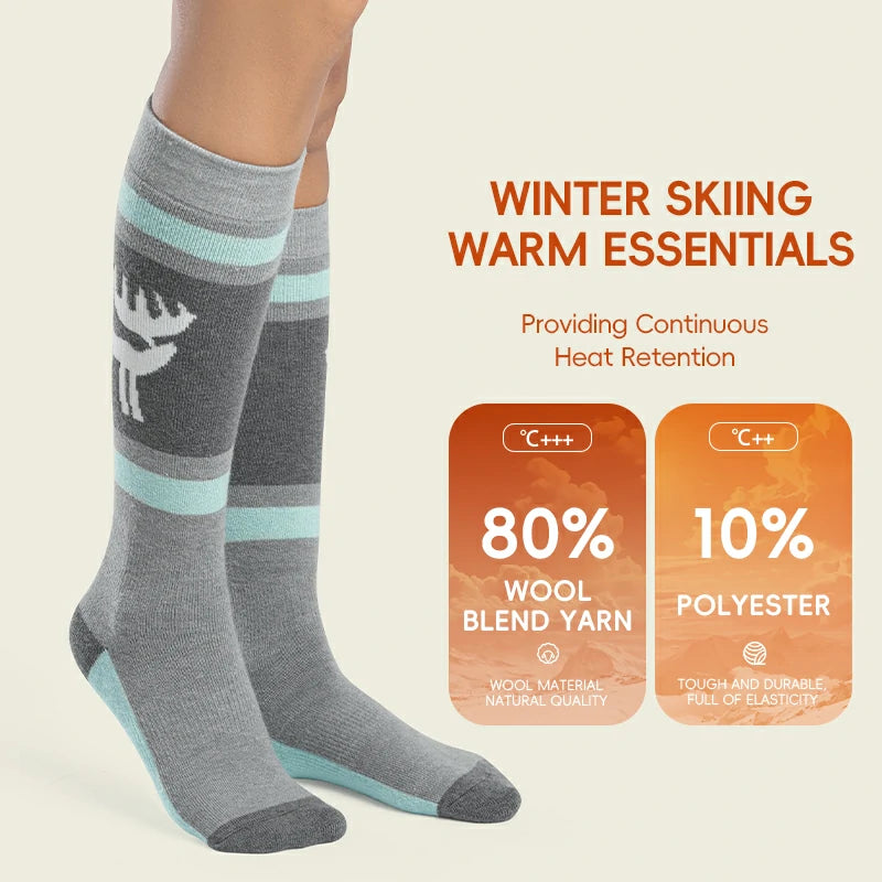 Qunature Wool Ski Socks Winter Warmth Shock Absorption for Skiing Comfort