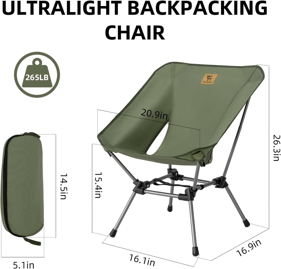 Qunature Ultra Lightweight Folding Camp Chair with Storage Bag Supports 260 lbs