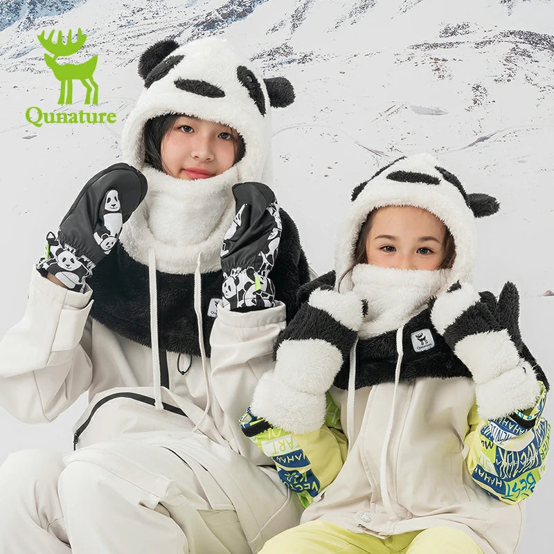 Qunature Panda Ski Gloves | Secure Grip & Warmth for Families