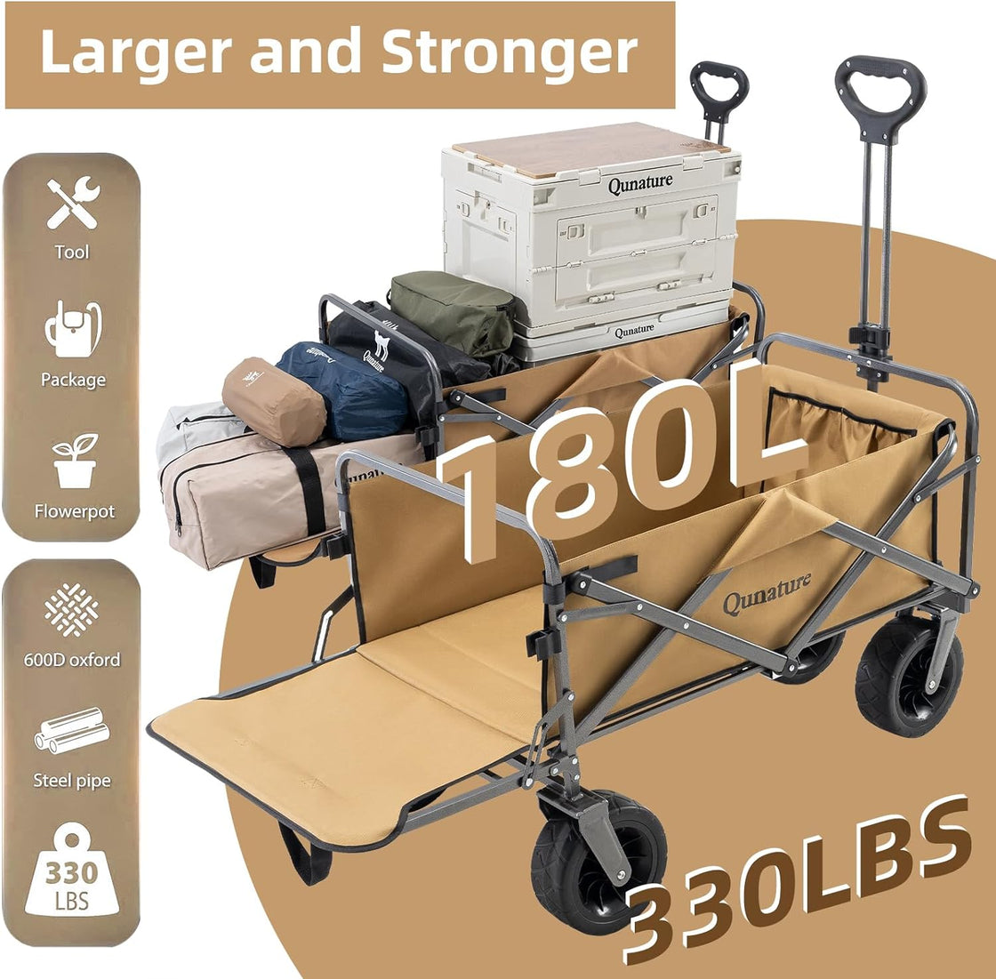 Qunature 330LB Capacity Foldable Wagon