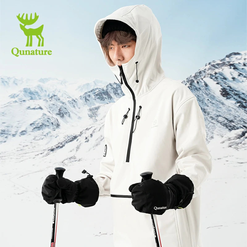 Qunature Windproof Waterproof Thermal Ski Gloves Double-Layer Insulation Touchscreen