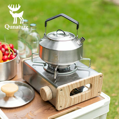 Stainless Steel Tea Set with Foldable Pot and Kettle for Outdoor Adventures