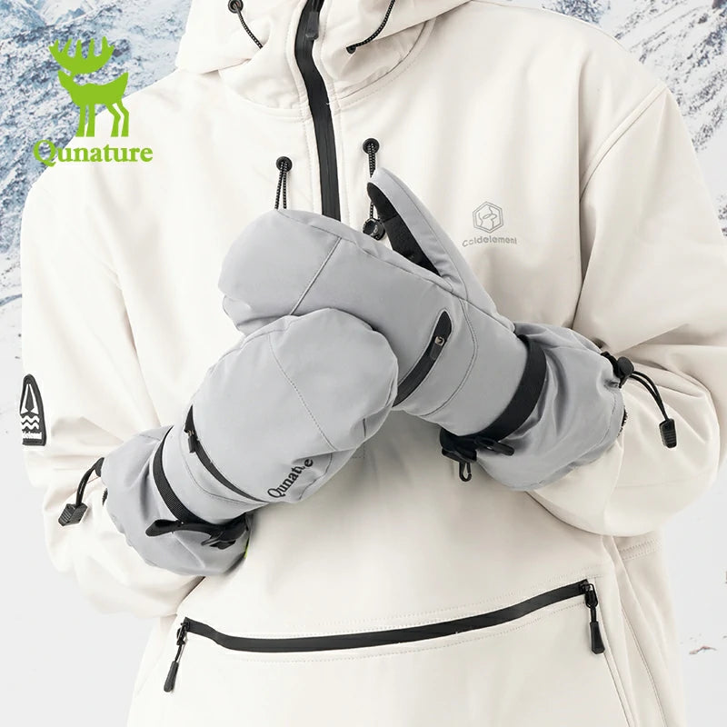 Qunature Windproof Waterproof Thermal Ski Gloves Double-Layer Insulation Touchscreen