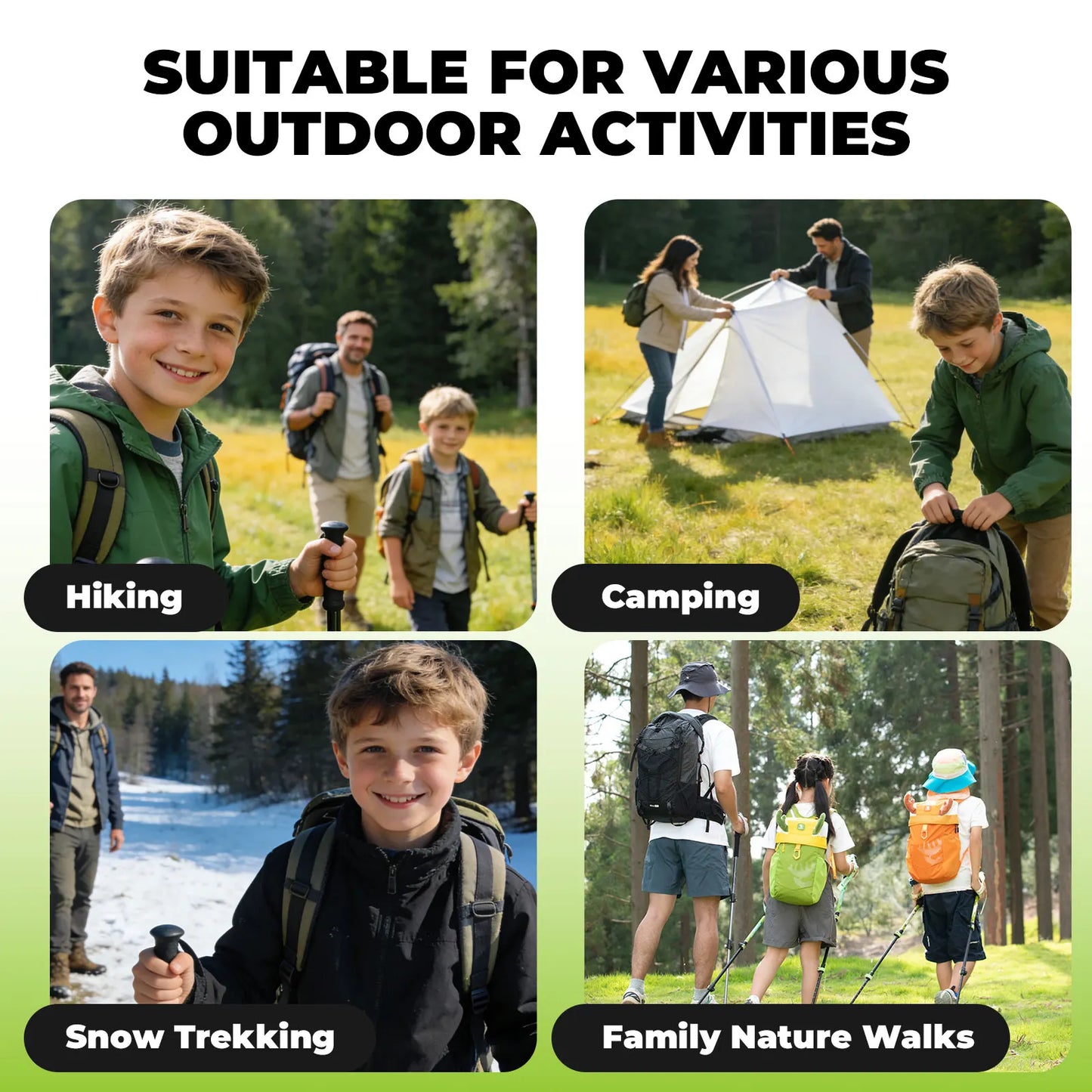 Kids Backpack 8L + Kids Aluminum Trekking Pole Set