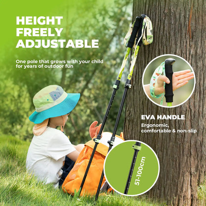 Kids Backpack 8L + Kids Aluminum Trekking Pole Set