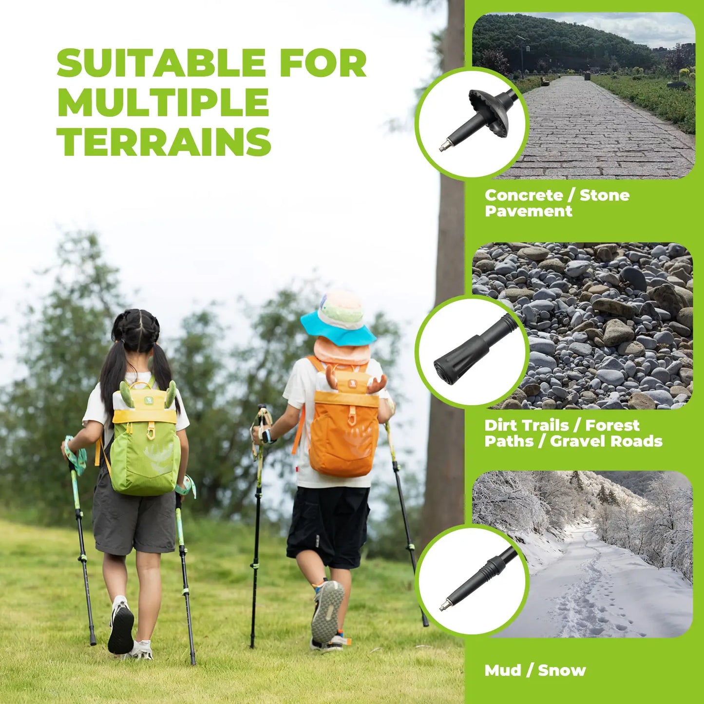 Kids Backpack 8L + Kids Aluminum Trekking Pole Set