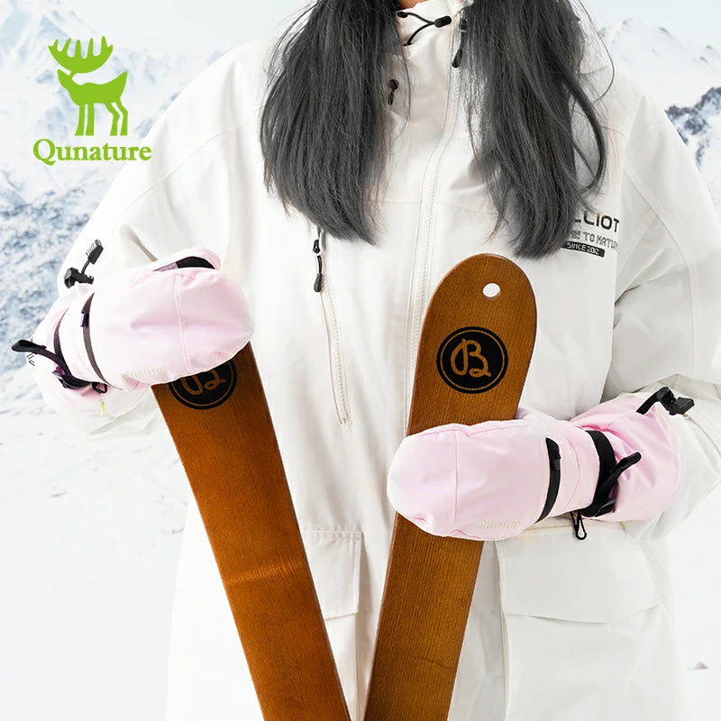 Qunature Windproof Waterproof Thermal Ski Gloves Double-Layer Insulation Touchscreen