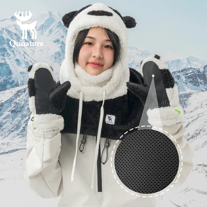 Qunature Panda Ski Gloves | Secure Grip & Warmth for Families