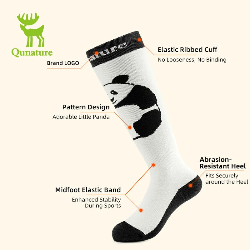 Qunature Kids Panda Ski Socks | Heat Retaining Winter Warmth