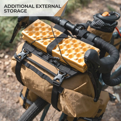 Bicycle handlebar with additional external storage on a bike rack