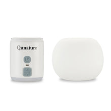 White electronic device with control panel and a round light bulb-like component on a white background, branded 'Qunature'.