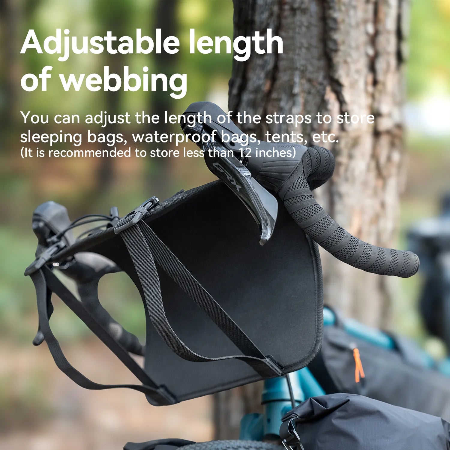 This black adjustable handlebar cradle bike bag carrier can be adjusted in length according to the items stored