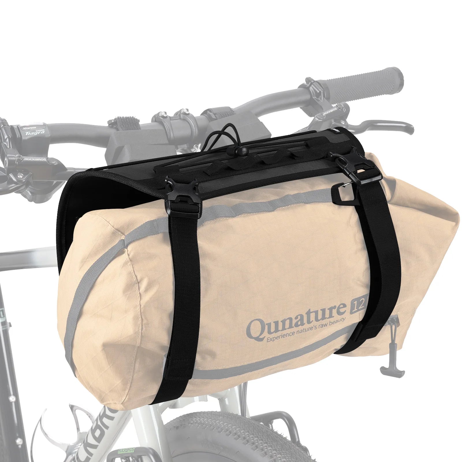 A black adjustable handlebar cradle bike bag carrier 