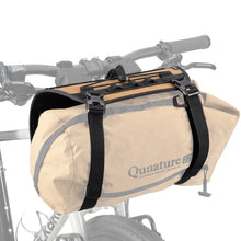 A khaki adjustable handlebar cradle bike bag carrier 