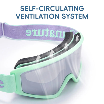 Goggles with a self-circulating ventilation system on a white background