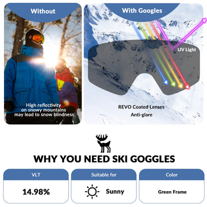 Anti-Fog Cylindrical Ski Goggles Double-Layer Lenses UV400 Protection