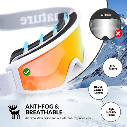 Anti-Fog Cylindrical Ski Goggles Double-Layer Lenses UV400 Protection
