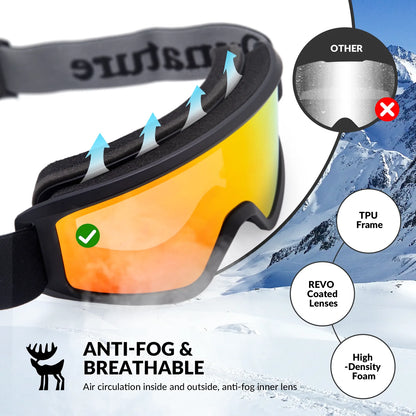 Anti-Fog Cylindrical Ski Goggles Double-Layer Lenses UV400 Protection