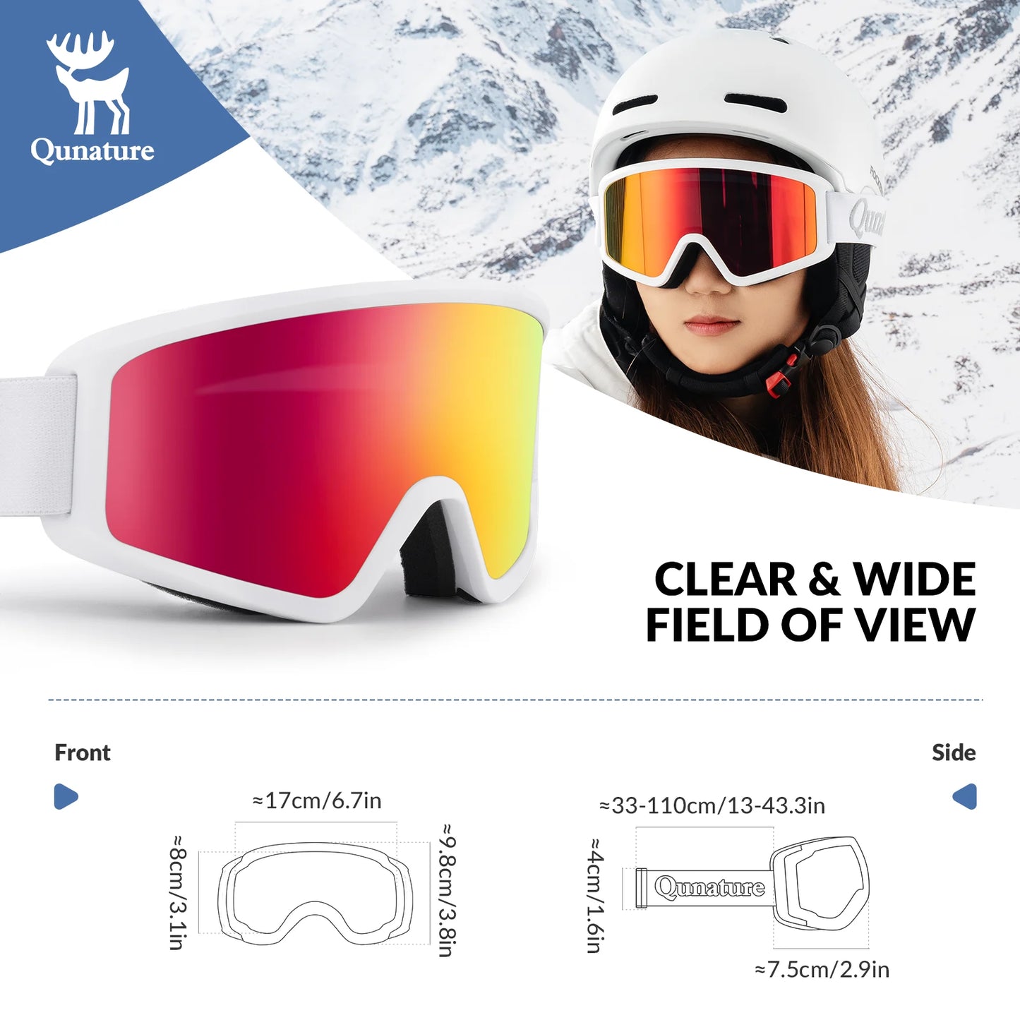 Anti-Fog Cylindrical Ski Goggles Double-Layer Lenses UV400 Protection