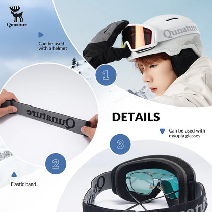 Anti-Fog Cylindrical Ski Goggles Double-Layer Lenses UV400 Protection