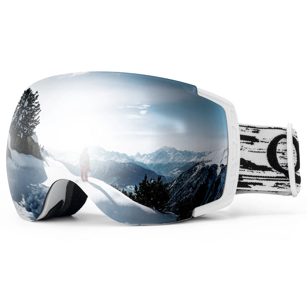 clear lens ski goggles Anti-Fog UV400 Protection Double-Layer Lenses for View, White Cageside 