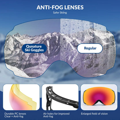 Anti-Fog Ski Goggles UV400 Protection Double-Layer Lenses for Clear View