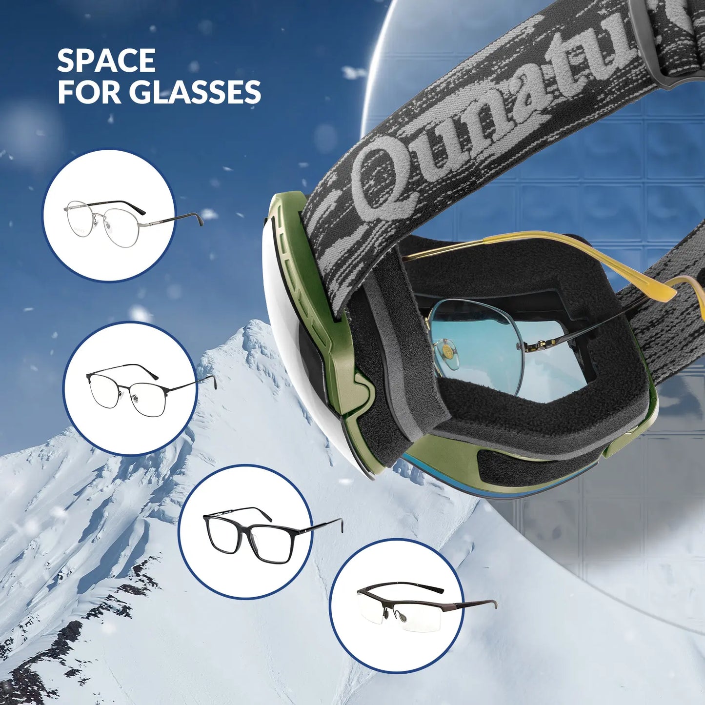 Anti-Fog Ski Goggles UV400 Protection Double-Layer Lenses for Clear View