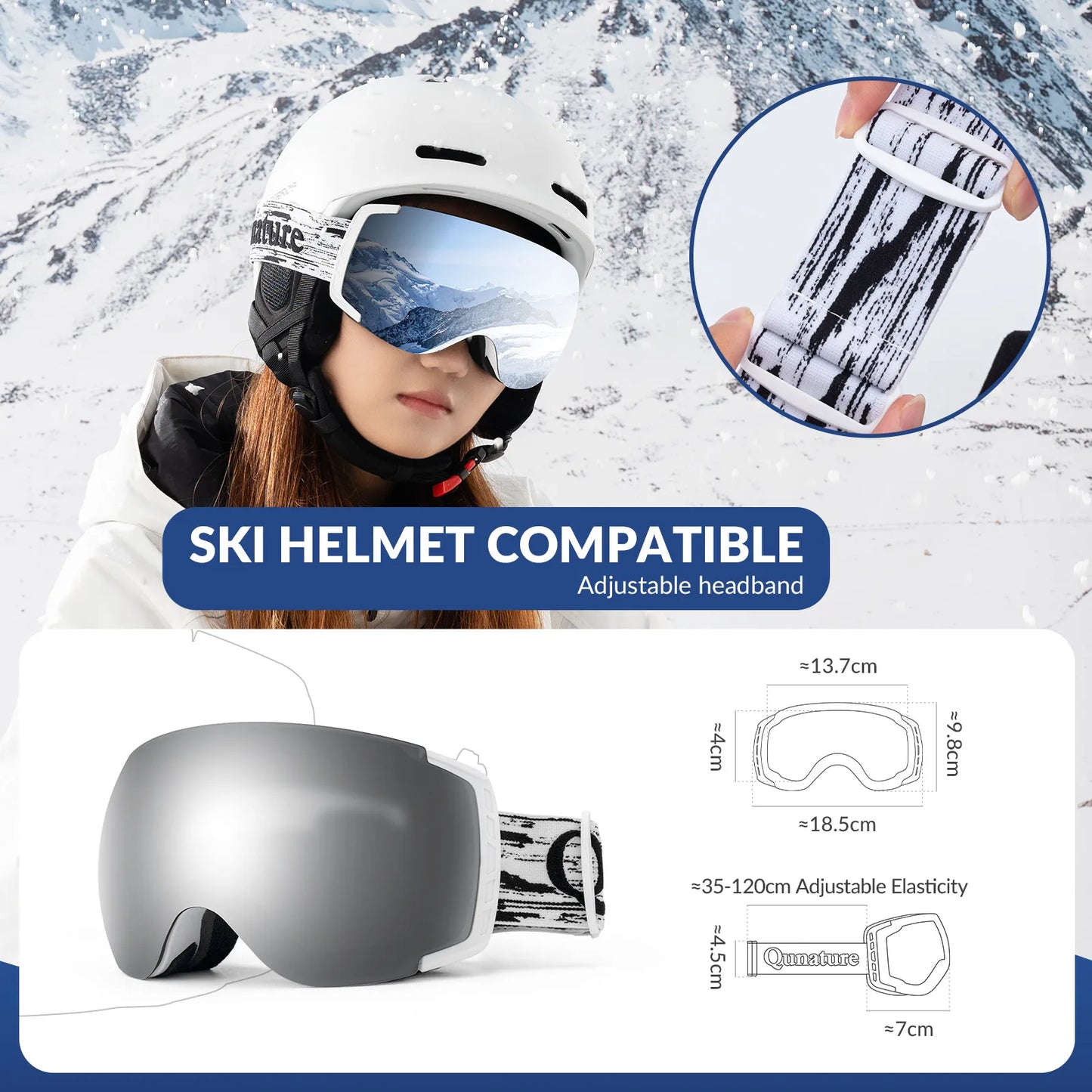 Anti-Fog Ski Goggles UV400 Protection Double-Layer Lenses for Clear View