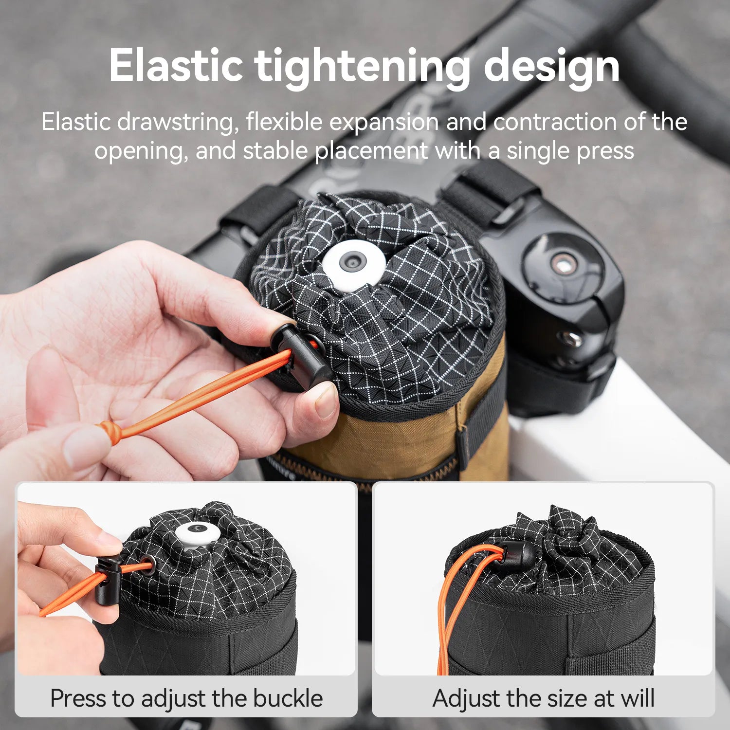 The drawstring of the water bottle bag can be used to adjust its size