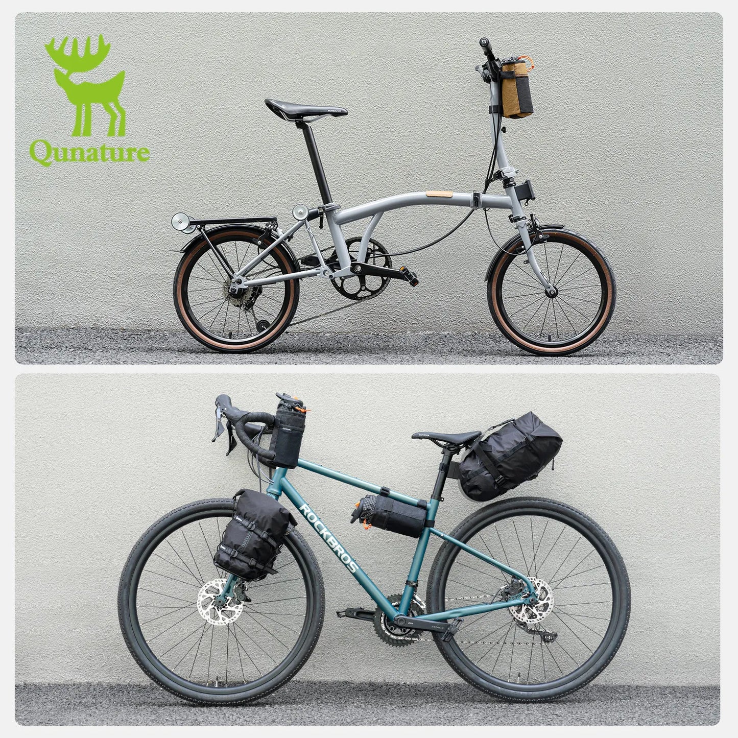 The water bottle bag can be adapted to different types of bicycles