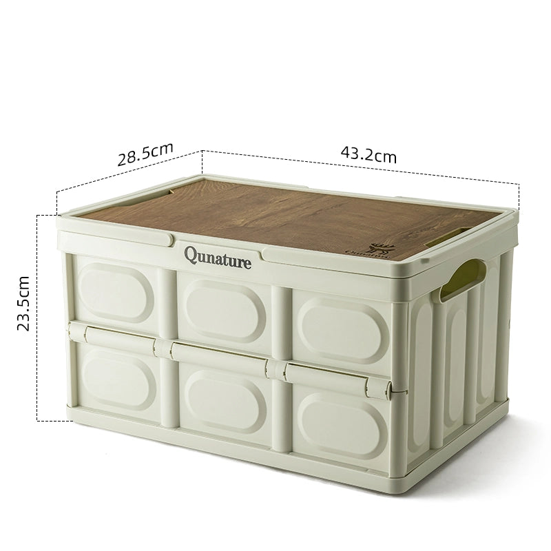 Storage box with dimensions labeled, featuring the brand 'Qunature'.