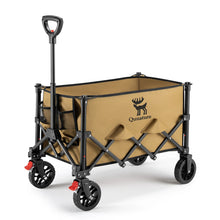 A khaki waterproof oxford fabric camping utility wagon
